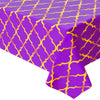 Lecpeting 2 Pcs Arabian Tablecloth Purple Gold Lattice Plastic Table Covers 87 x 51 Inches Arabian Nights Themed Party Decorations for Birthday Party