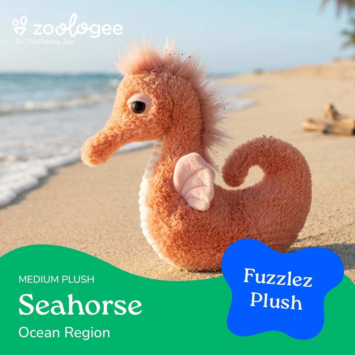 The Petting Zoo Seahorse Stuffed Animal Plushie, Gifts for Kids, Fuzzlez Sealife Animals, Coral Seahorse Plush Toy 12 Inches