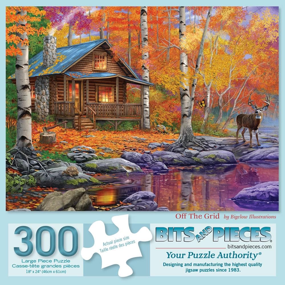 Bits and Pieces - 300 Piece Jigsaw Puzzle for Adults - 18" x 24" - Off The Grid - 300 pc Large Piece Fall Autumn Jigsaw by Bigelow Illustrations