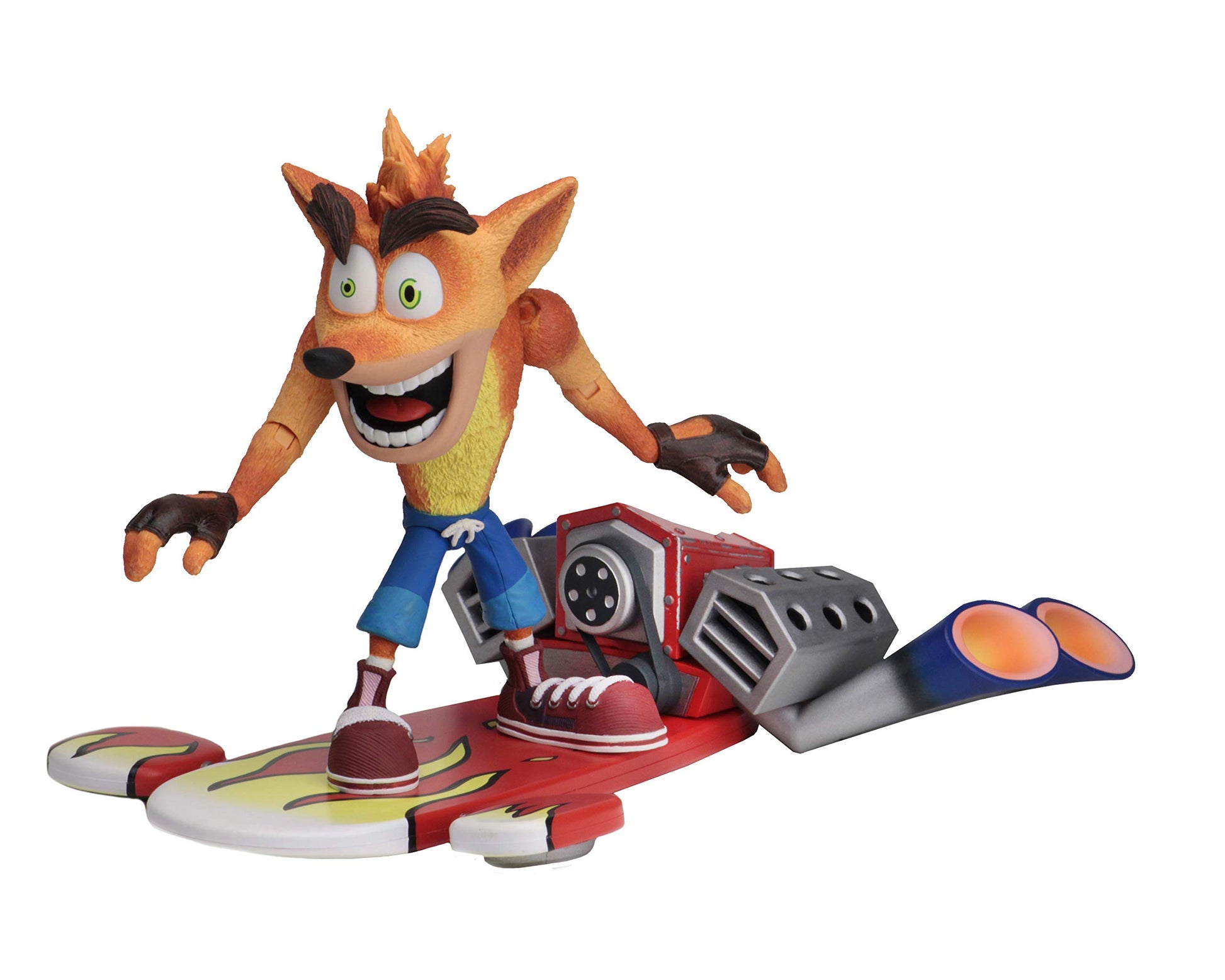 NECA Crash Bandicoot - 7” Scale Action Figure - Deluxe Crash with Jet Board