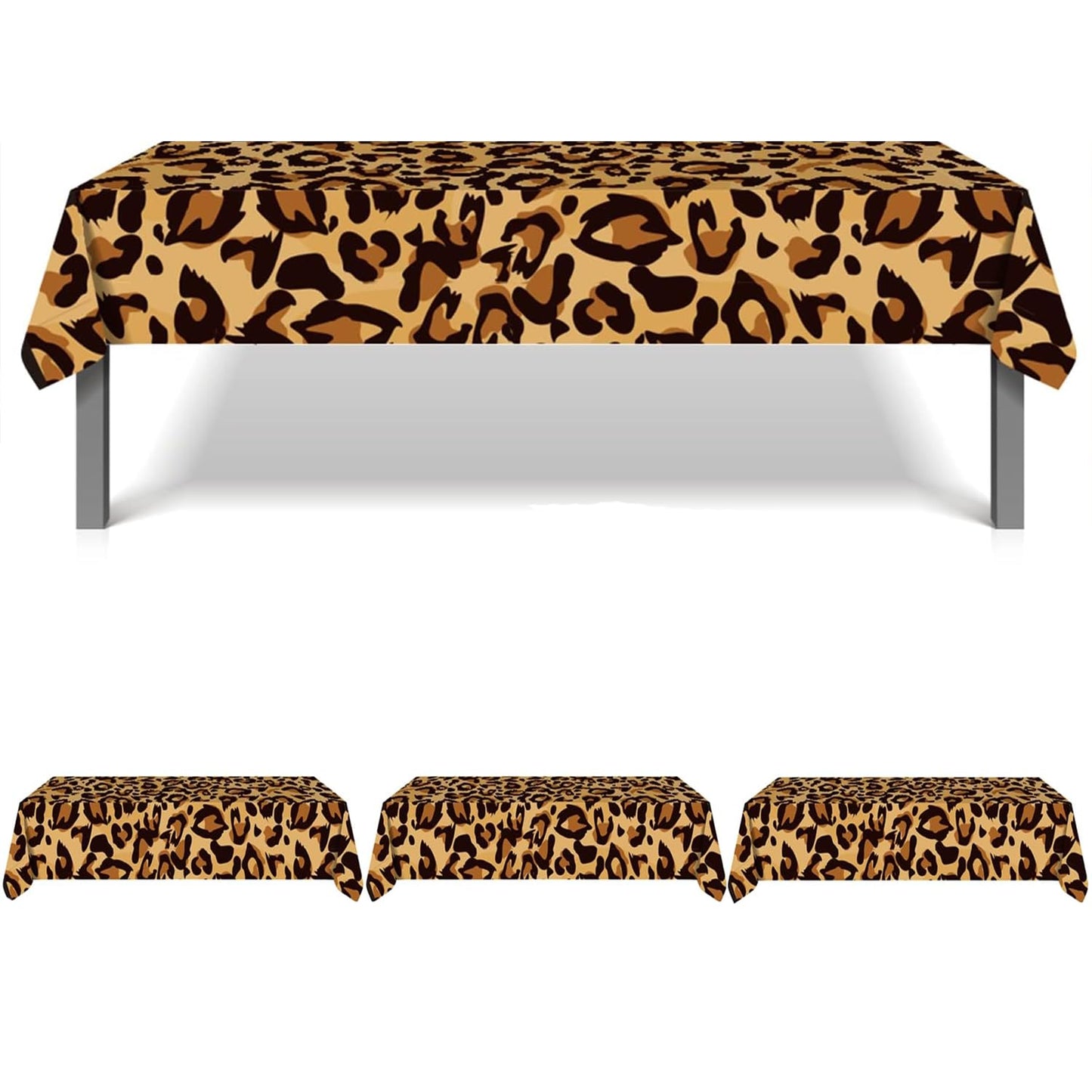 DodelyGz 3Packs Leopard Party Disposable Tablecloth,Animal Safari Theme Cheetah Disposable Tablecloth,Leopard Print Theme Party Supplies