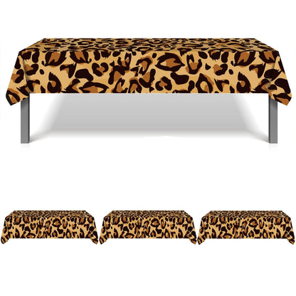 DodelyGz 3Packs Leopard Party Disposable Tablecloth,Animal Safari Theme Cheetah Disposable Tablecloth,Leopard Print Theme Party Supplies