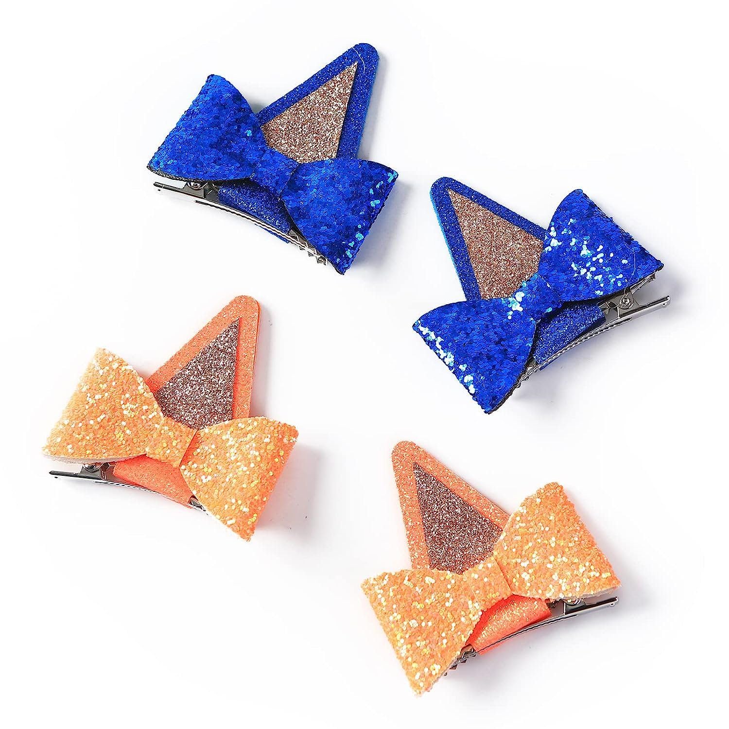 4Pcs Dog Birthday Party Supplies, Blue Girls Hair Accessories, Kids Girl Favors, Ears Decoration Toys, Bow Hat Headwear, Headband Clip, Hats Clip