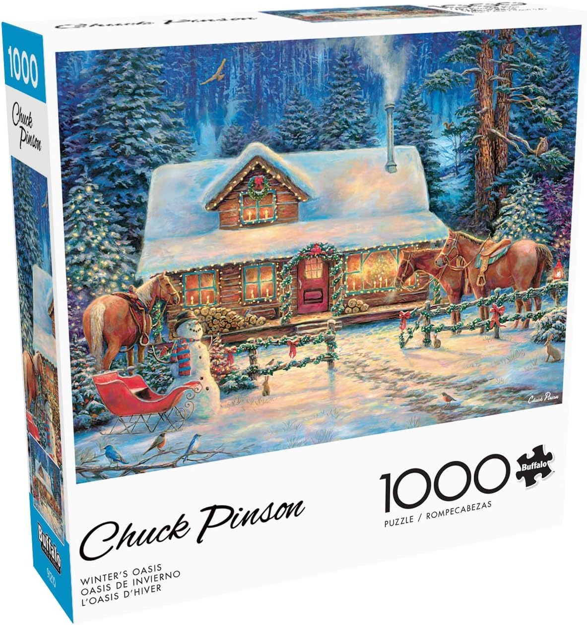 Buffalo Games - Chuck Pinson - Winter's Oasis - 1000 Piece Christmas Jigsaw Puzzle - Festive Puzzles for Adults - Precision-Cut Pieces, Festive