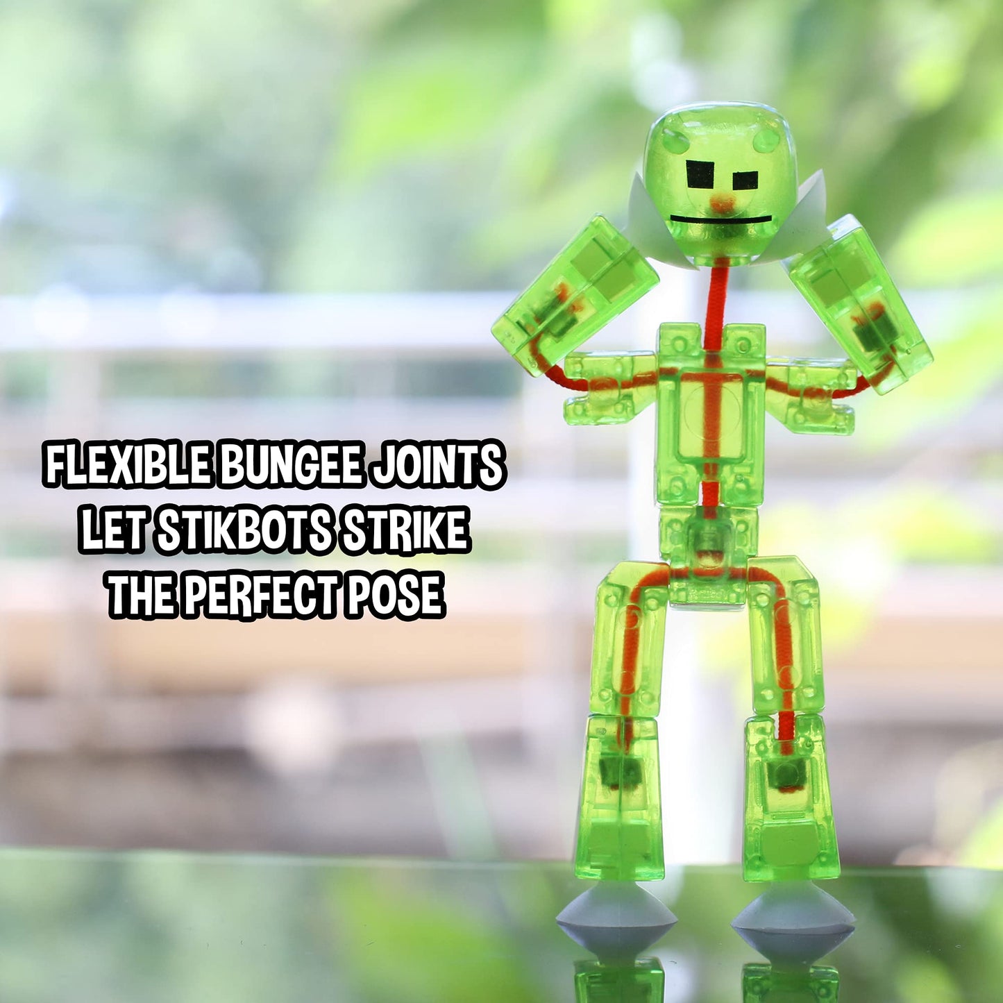 Zing Stikbots, Set of 4 Clear Stikbot Poseable Action Figures and Mobile Phone Tripod, Stop Motion Animation Toys, Great for Kids Ages 4 and Up