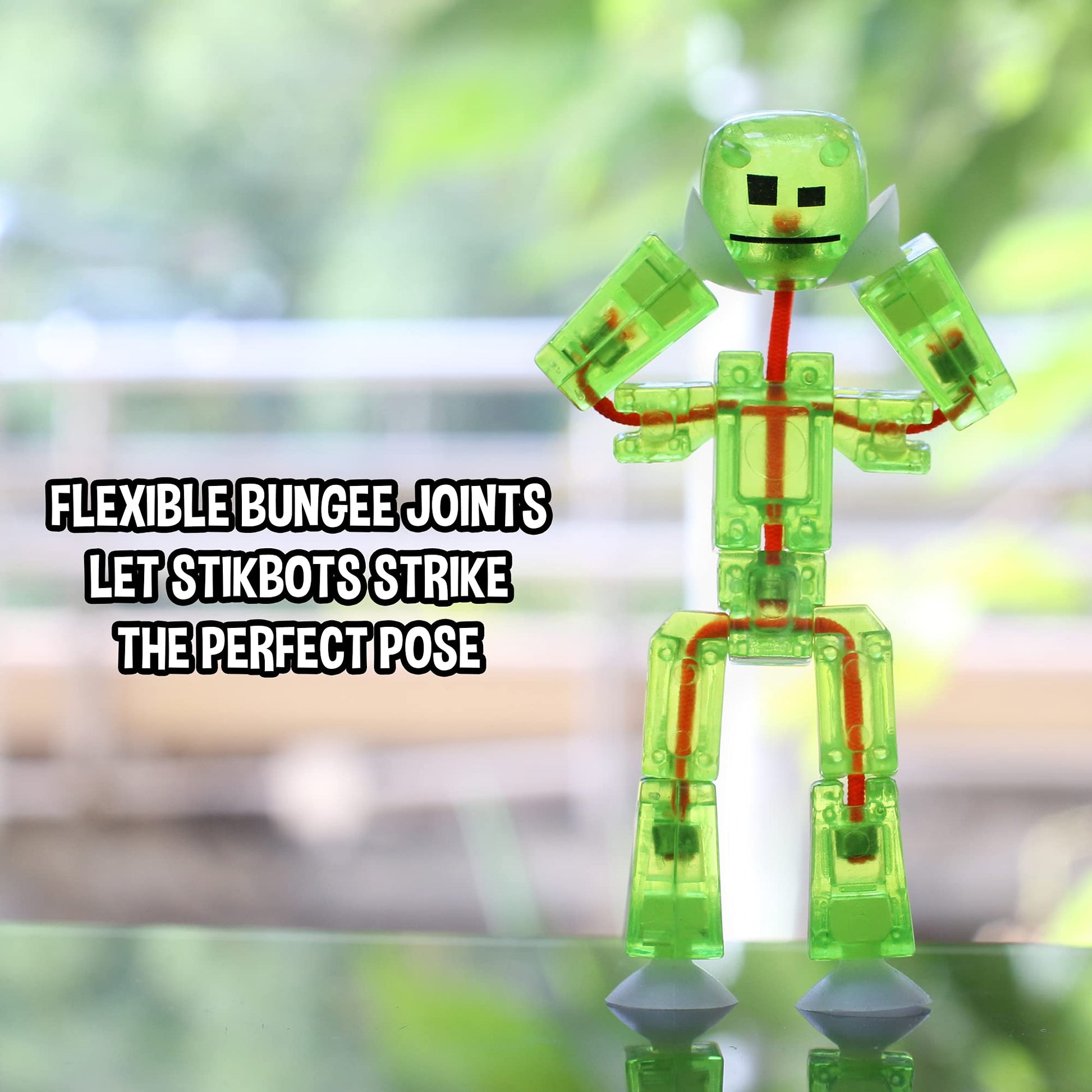Zing Stikbots, Set of 4 Clear Stikbot Poseable Action Figures and Mobile Phone Tripod, Stop Motion Animation Toys, Great for Kids Ages 4 and Up