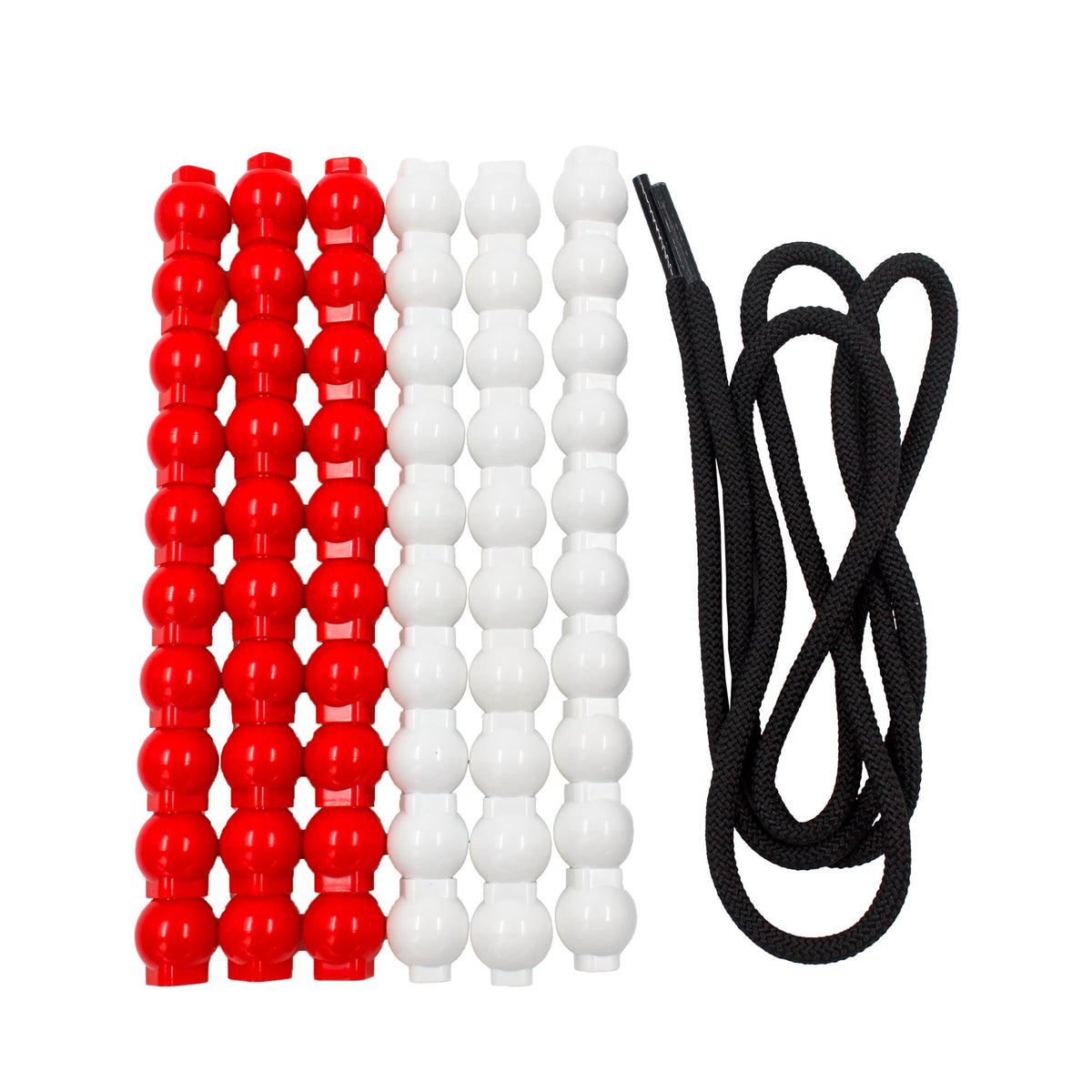 Junior Learning: 60 Bead Cubes & Laces - Includes 30 White & 30 Red Beads & Black Lace String, Hands-On Math Learning & Development, Kids Ages 4+