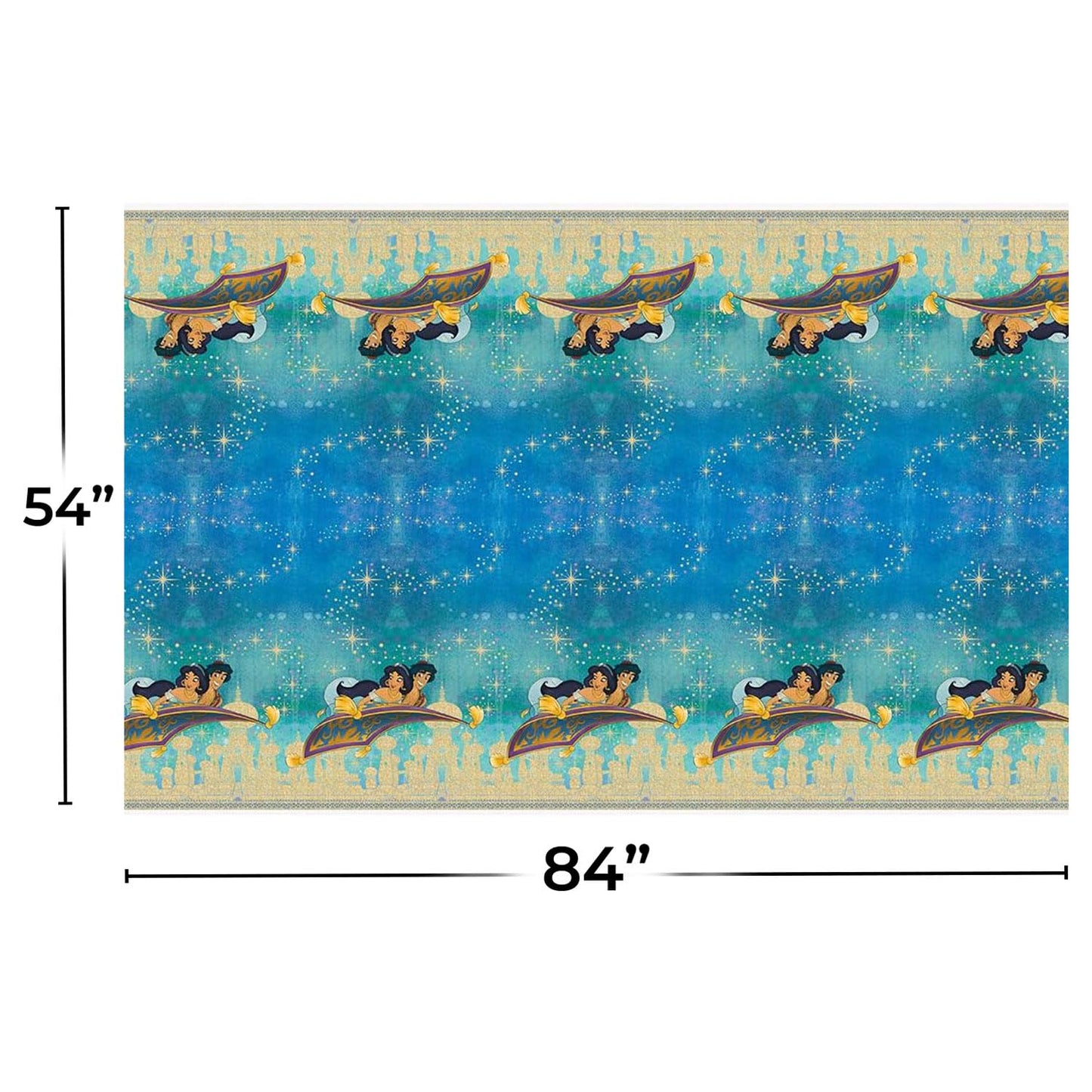 Multicolor Plastic Disney Aladdin Rectangular Table Cover (54"x84") 1 Count - Reusable & Easy Cleanup, Perfect for Aladdin Fans and Disney Themed
