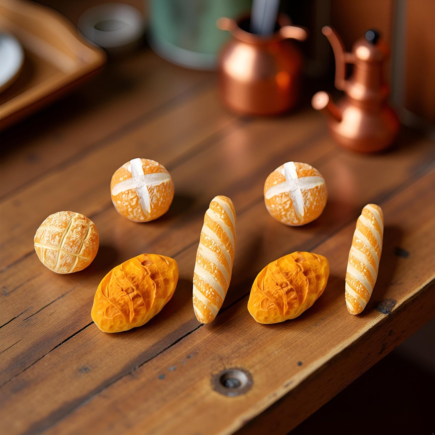 8Pcs 1/12 Miniature Bread Resin Dollhouse Decoration Mix Bakery Bread Mini House Food Decoration Accessories