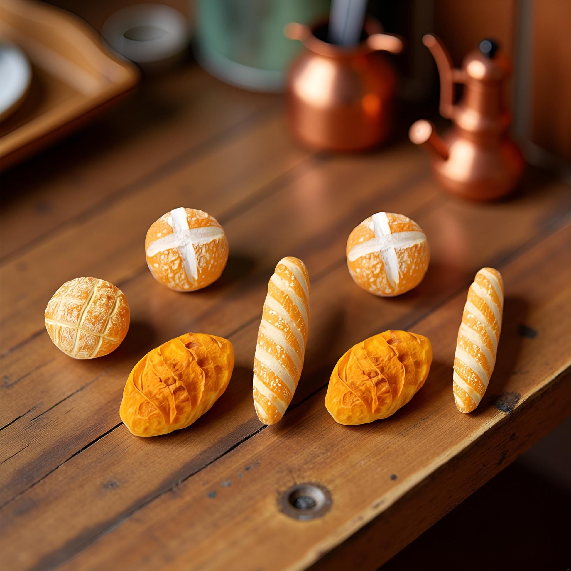 8Pcs 1/12 Miniature Bread Resin Dollhouse Decoration Mix Bakery Bread Mini House Food Decoration Accessories