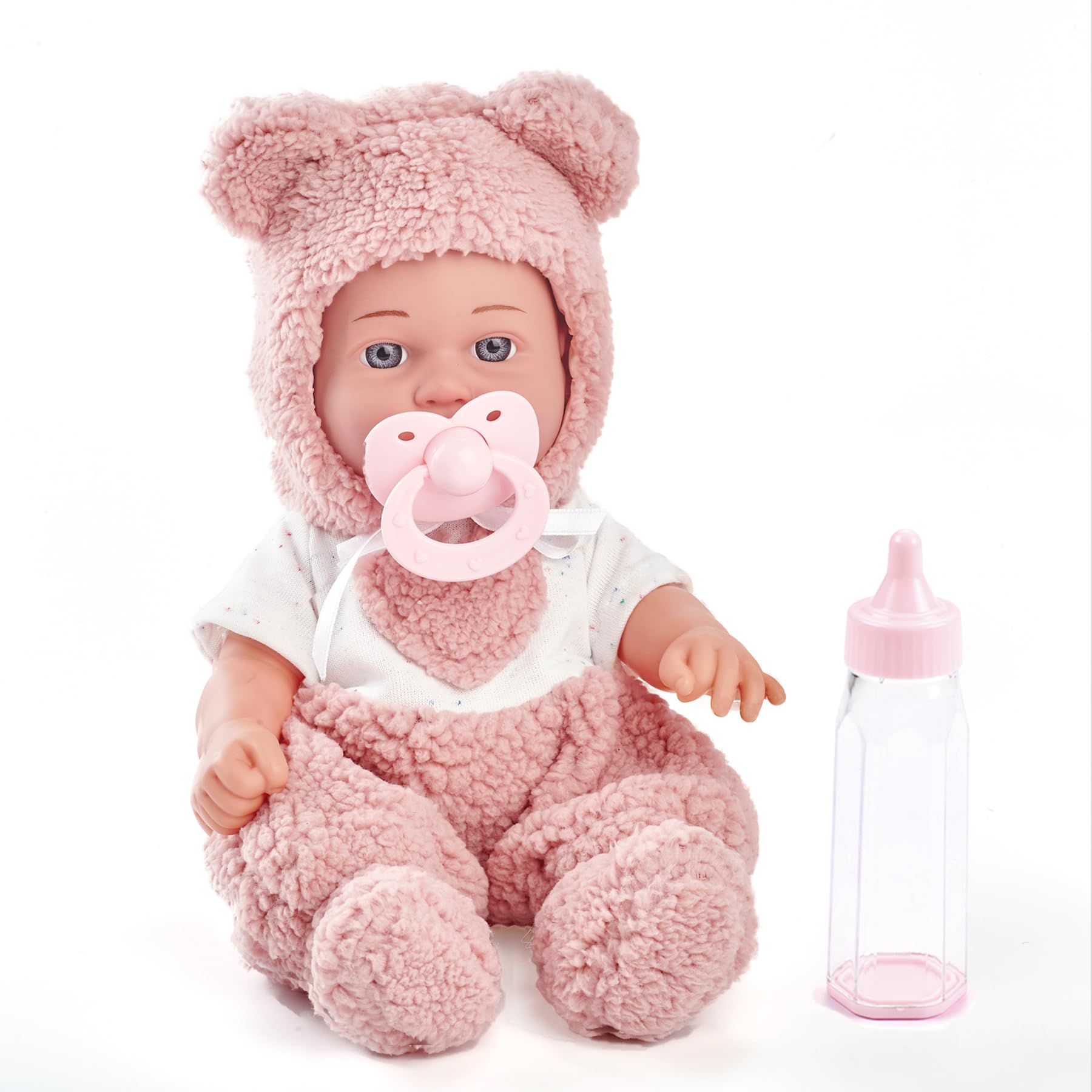 Enjoyin 12" Baby Doll with Accessories for Toddler Girls Ages 3+ | Includes Pink Outfit, Pacifier, Bottle & Soft Blanket | Interactive Role-Play Toy