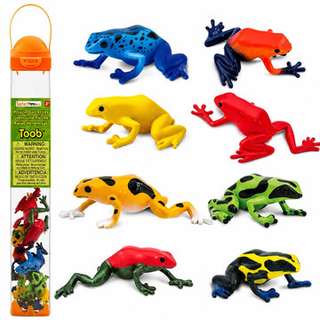 Safari Ltd. Poison Dart Frogs Toob - Detailed Figurines of Green, Blue, Yellow, Gold, Red, Sira Dart Frogs - Fun Educational Play Toy for Boys, Girls