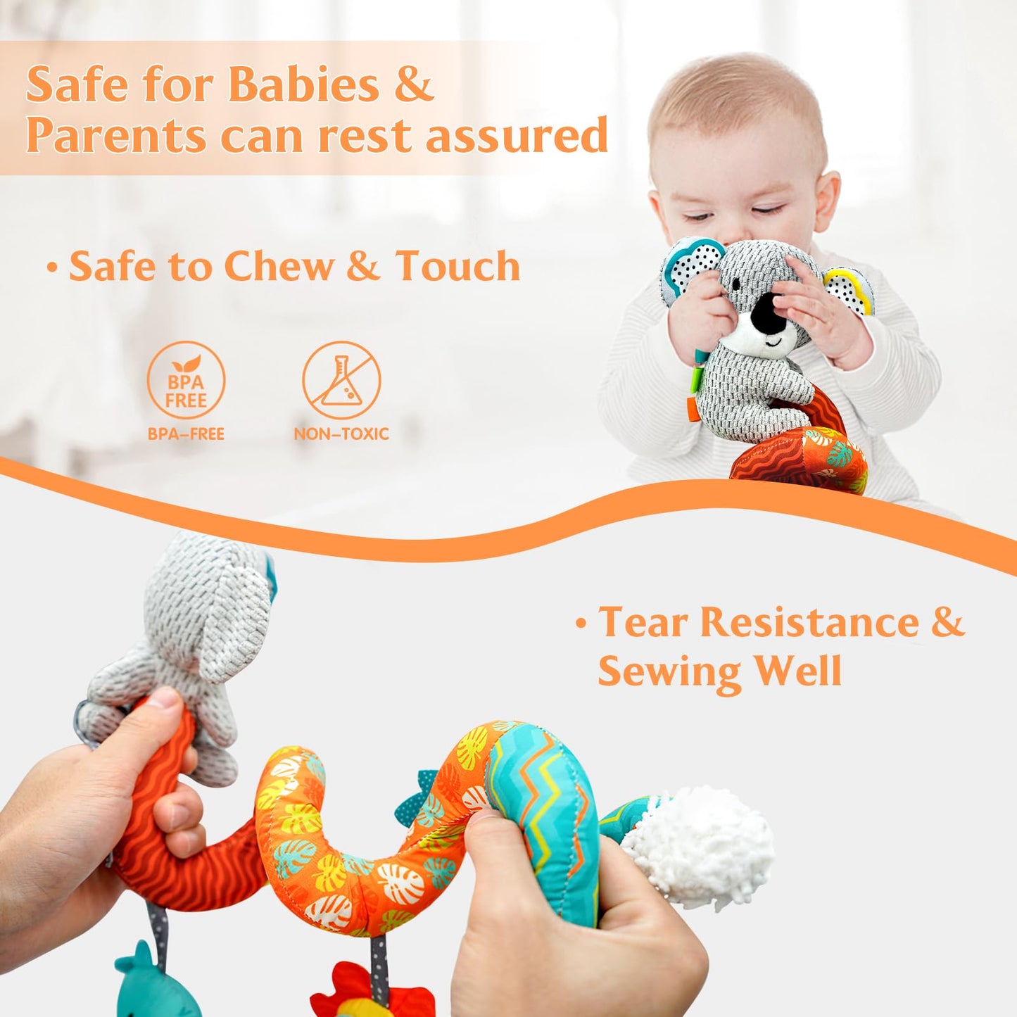 XIXILAND Car Seat Toys Baby Toys 0-3 Months Developmental, Stroller Toys Infant Toys 0-6 Months Newborn Toys, Carseat Toys for Infants 0-12 Months