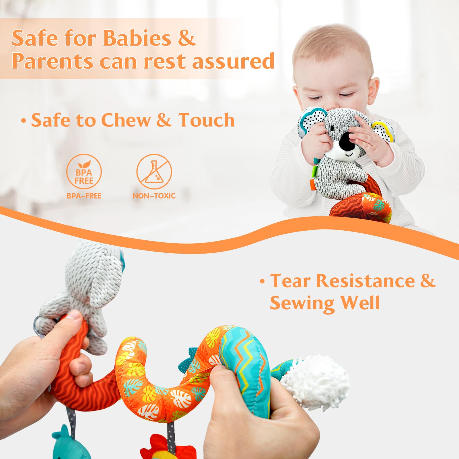 XIXILAND Car Seat Toys Baby Toys 0-3 Months Developmental, Stroller Toys Infant Toys 0-6 Months Newborn Toys, Carseat Toys for Infants 0-12 Months