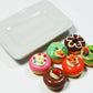 6 Pcs Miniature Donut Set - Handmade Clay Donuts on Ceramic Plate (0.6 Inch Each, Plate 2 x 1.5 Inch), 1/6 Scale Dollhouse Food Accessories