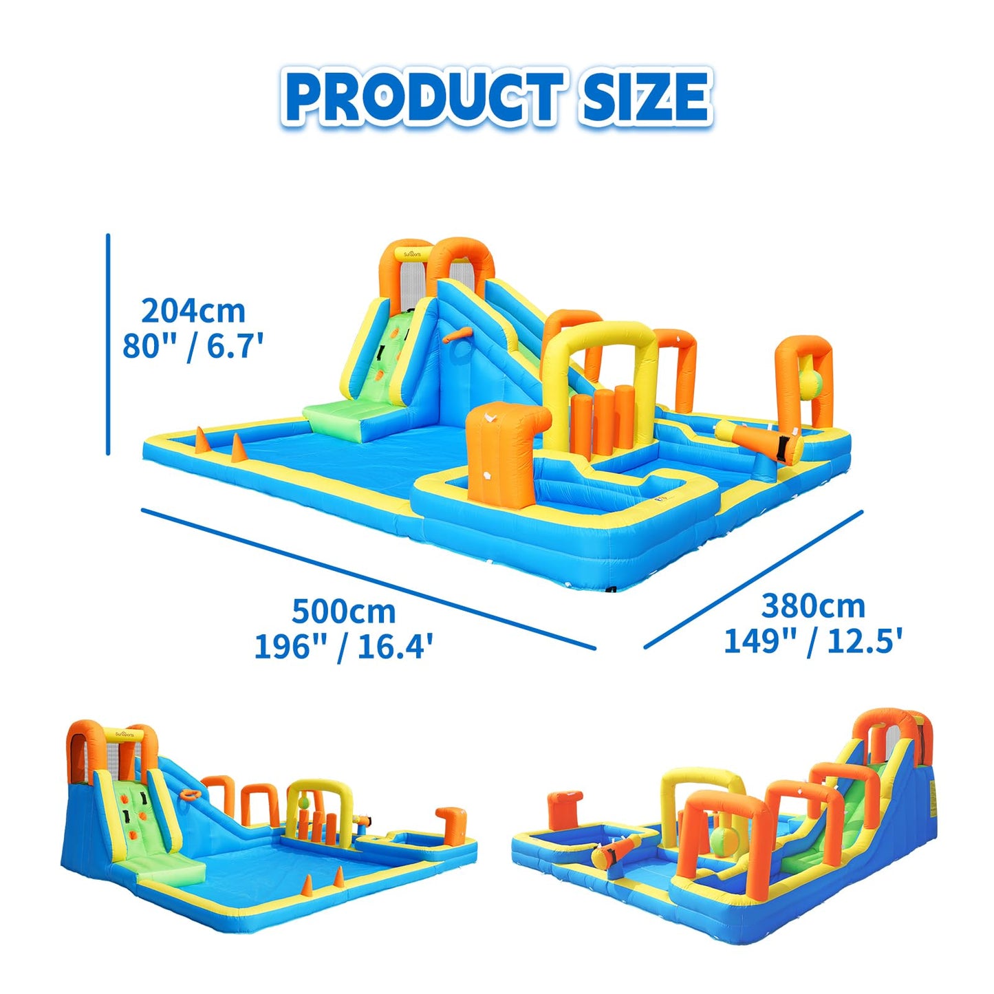 Inflatable Bounce House with Water Slide, Kids Bouncy Castle for Backyard, Outdoor Water Park, Bouncy House Party Fun, Inflatable Slide and Pool Ages