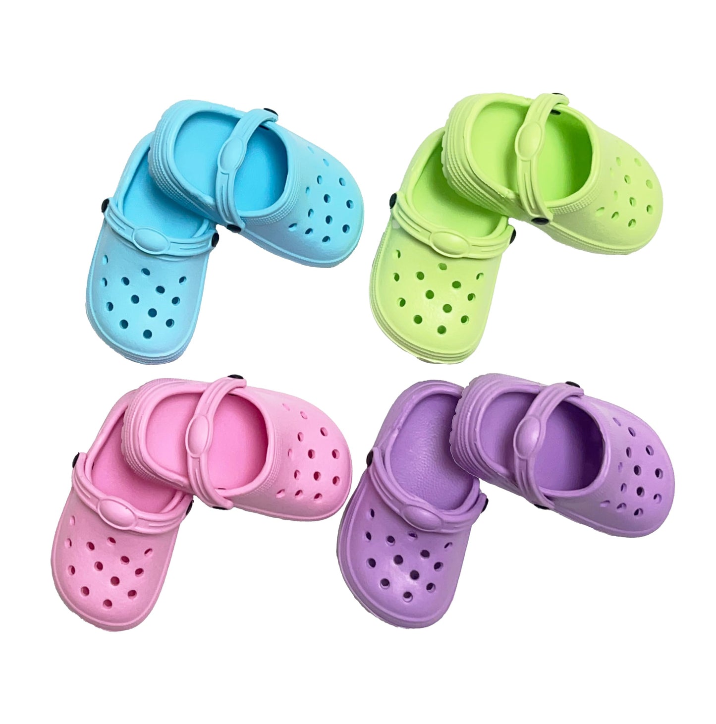 HXIELEC 4 Pairs Classic Clogs for 18" Dolls - Macaron Color EVA Slip-On Shoes,Fits Most 18" Dolls,Dress Up Gift Set