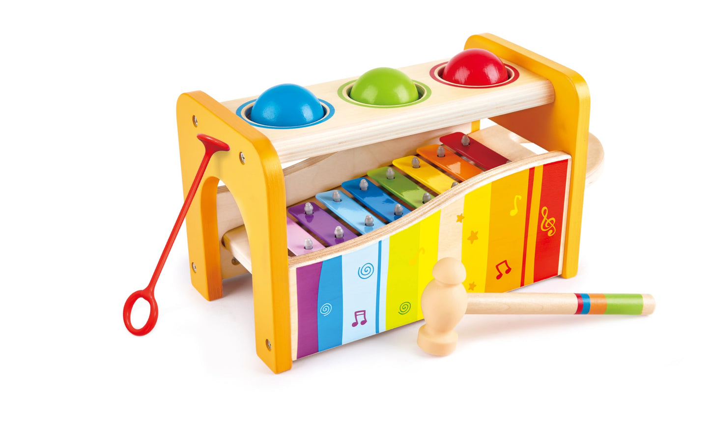 Hape Pound & Tap Bench with Slide Out Xylophone - Award Winning Durable Wooden Musical Pounding Toy for Toddlers