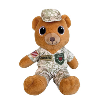 Toyledo Sergeant Snuggles Military Teddy Bear Plush, 10-Inch Soft Stuffed Animal, Camo Uniform Comfort Gift for Kids, Military Families, Veterans