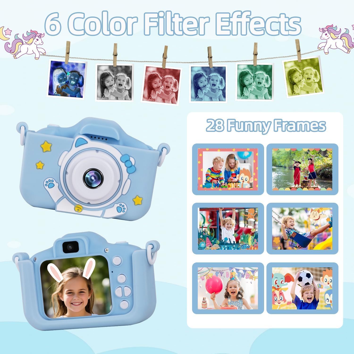 Kids Camera for 3-12 Years Old,Toddlers Childrens Girls & Boys Selfie Camera, 48 MP 1080P IPS Screen Dual Digital Toy Camera, Perfect for Kids