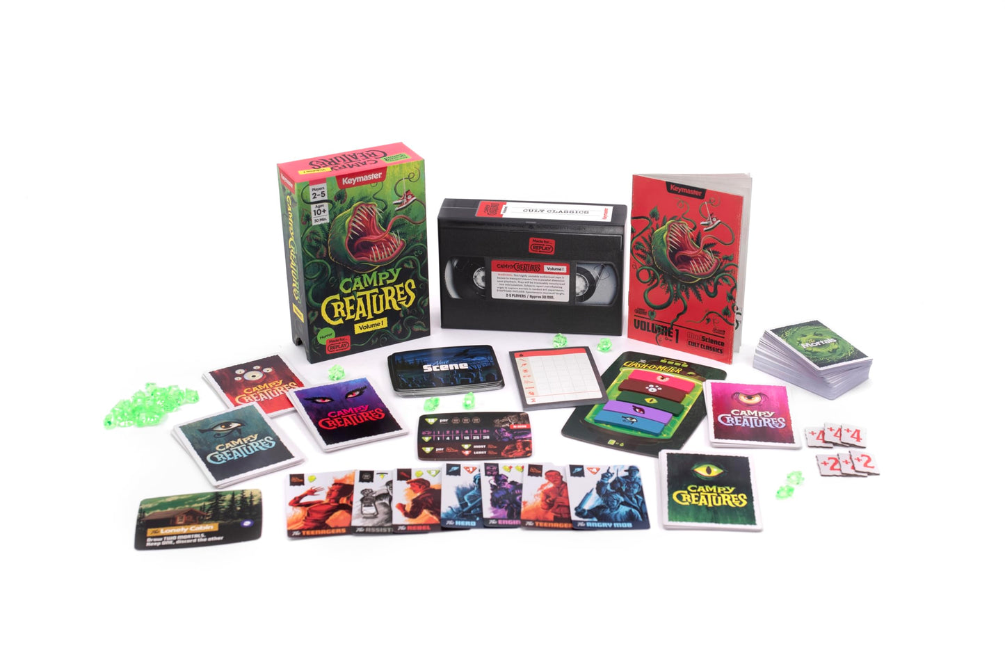 Keymaster Games Campy Creatures Vol. 1 - Hilariously Fun Trick-Taking Game! Perfect Card Game & Board Game for Adults & Families - Flip Cards