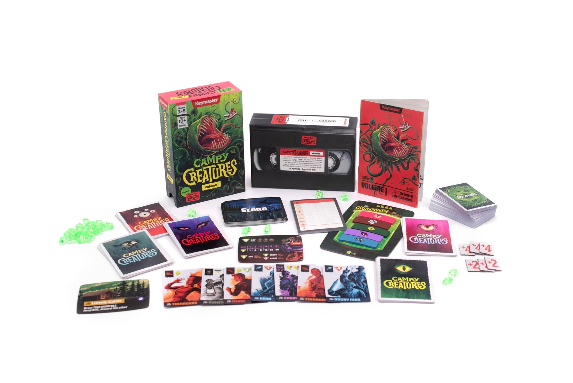 Keymaster Games Campy Creatures Vol. 1 - Hilariously Fun Trick-Taking Game! Perfect Card Game & Board Game for Adults & Families - Flip Cards