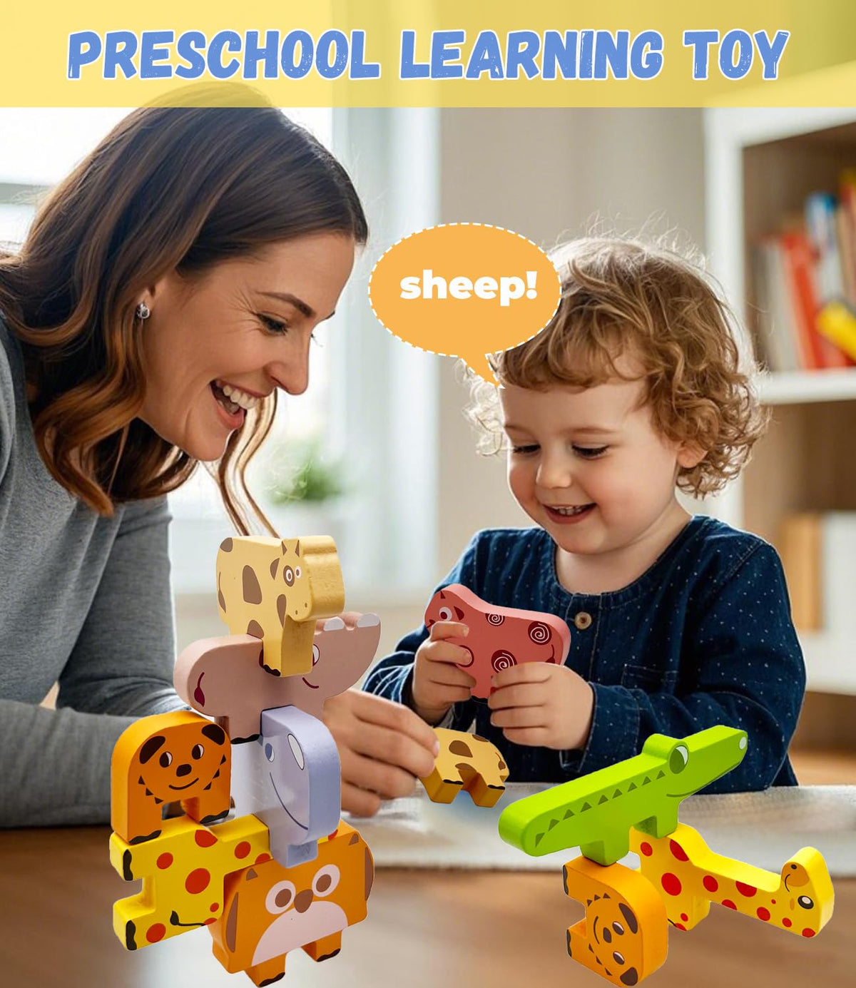Cylazo Wooden Animal Puzzles for Toddlers - Sorting & Stacking Montessori Toys for 3 4 5 Year Old Boys Girls, Kids Educational Learning Toys Gift