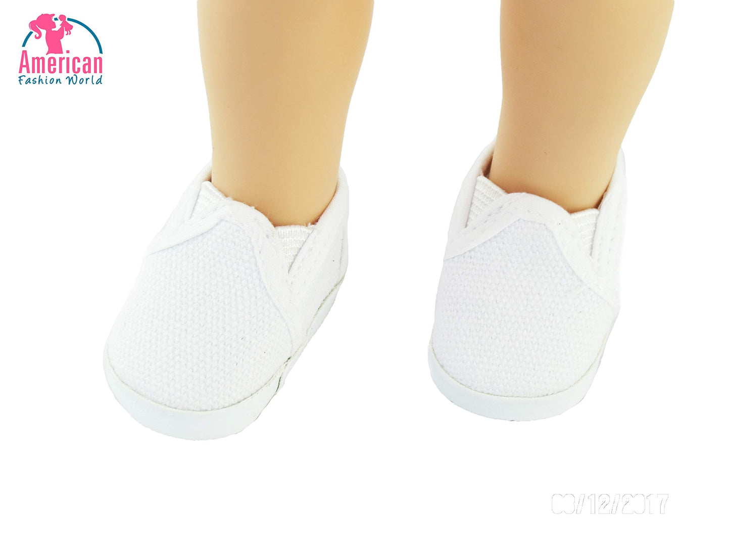 American Fashion World 3 Pack of Canvas Slip-On Shoes: Red, Navy and White | Fits 14" Wellie Wisher Dolls | 14'' Inch Doll Accessories