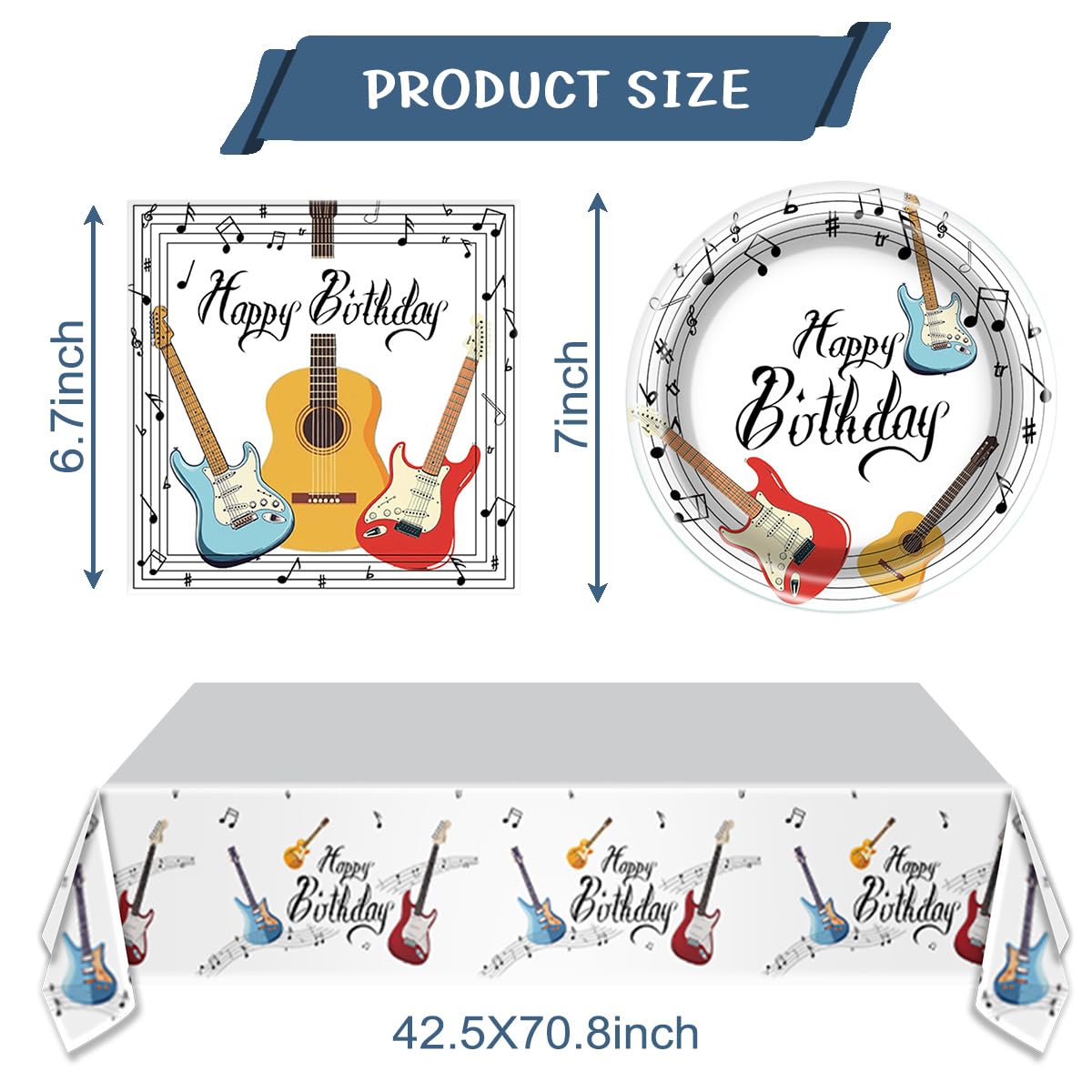 33pcs Rock Music Guitar Party Tableware, Music Guitar Notes Birthday Party Supplies