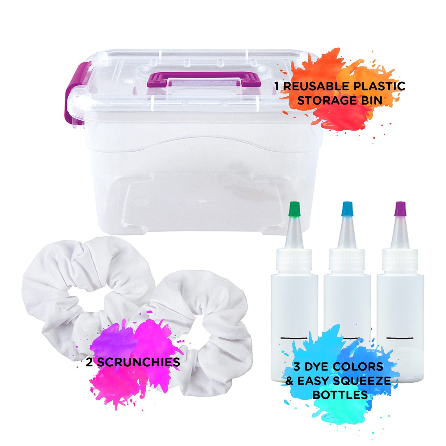 Fashion Angels Tie Dye Kit - Neon Tie Dye Hair Accessories Kit, Non Toxic Dyes, Complete Set with Scrunchies, Headband, Gloves, Elastic Bands,