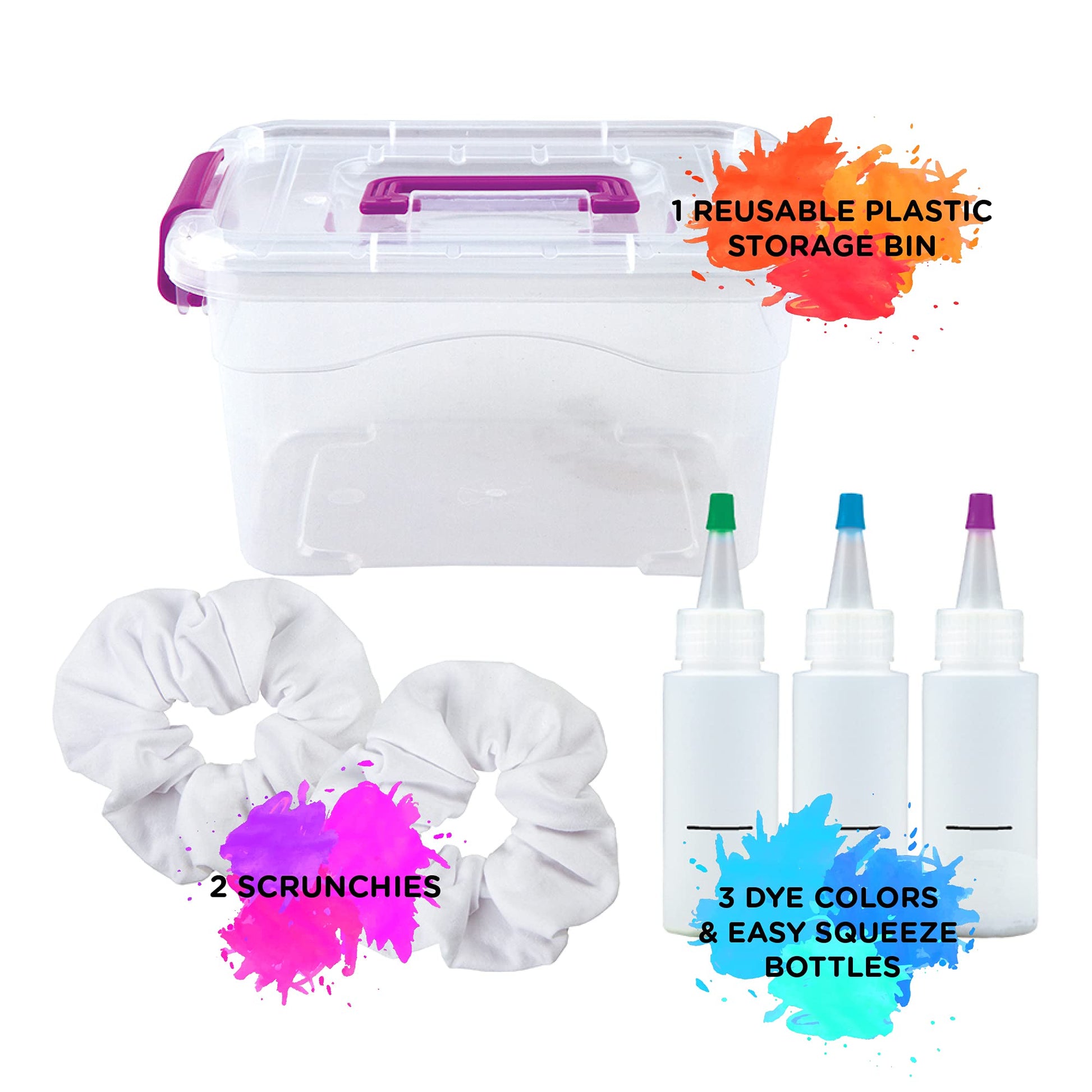 Fashion Angels Tie Dye Kit - Neon Tie Dye Hair Accessories Kit, Non Toxic Dyes, Complete Set with Scrunchies, Headband, Gloves, Elastic Bands,