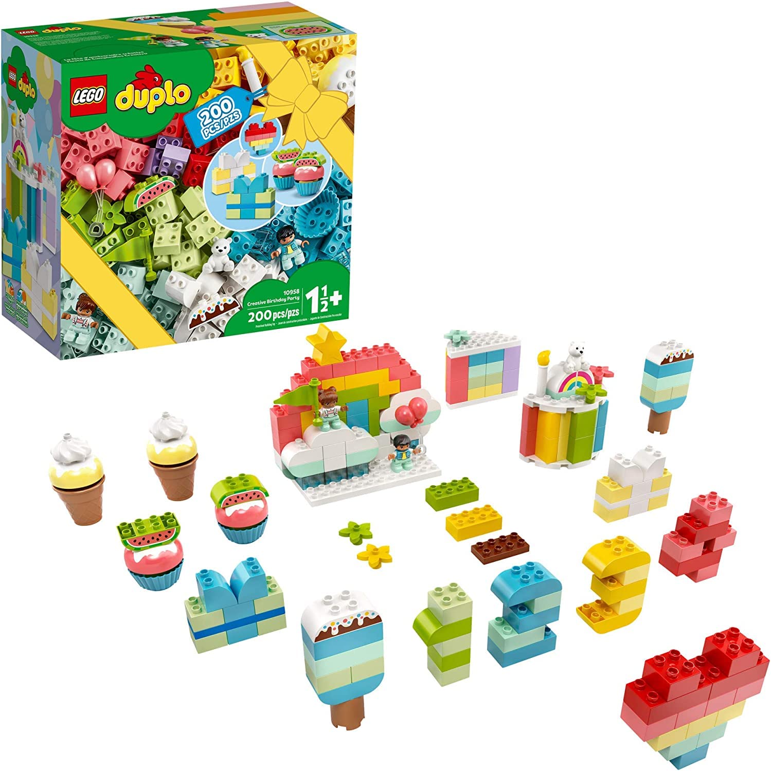 LEGO DUPLO Classic Creative Birthday Party 10958 Imaginative Building Fun for Toddlers; Creative Toy Gift for Kids, New 2021 (200 Pieces)