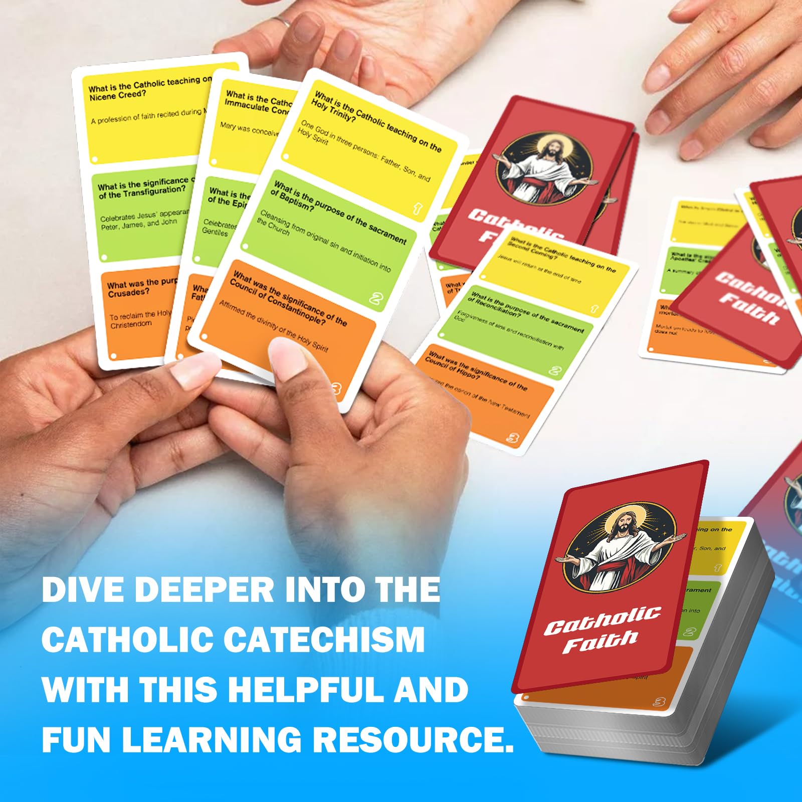 ZZBUY Catholic Bible Trivia Game Cards, Catholic Faith Game for Everyone, Bible Study, Dinnertime Game, Catholic Gift