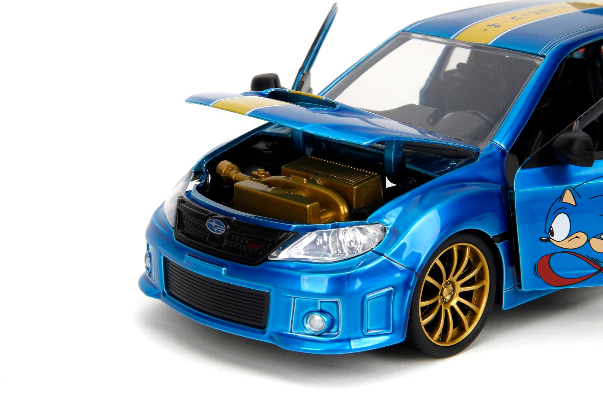 Jada Sonic The Hedgehog 1:24 2012 Subaru Impreza WRX STI Die-cast Car & Sonic Figure, Toys for Kids and Adults