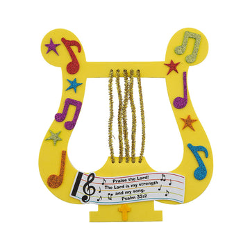 Fun Express Praise The Lord David's Harp Craft Kit - Church Sunday School VBS 2026 Children's Craft Supplies Bible Verse Project - Makes 12