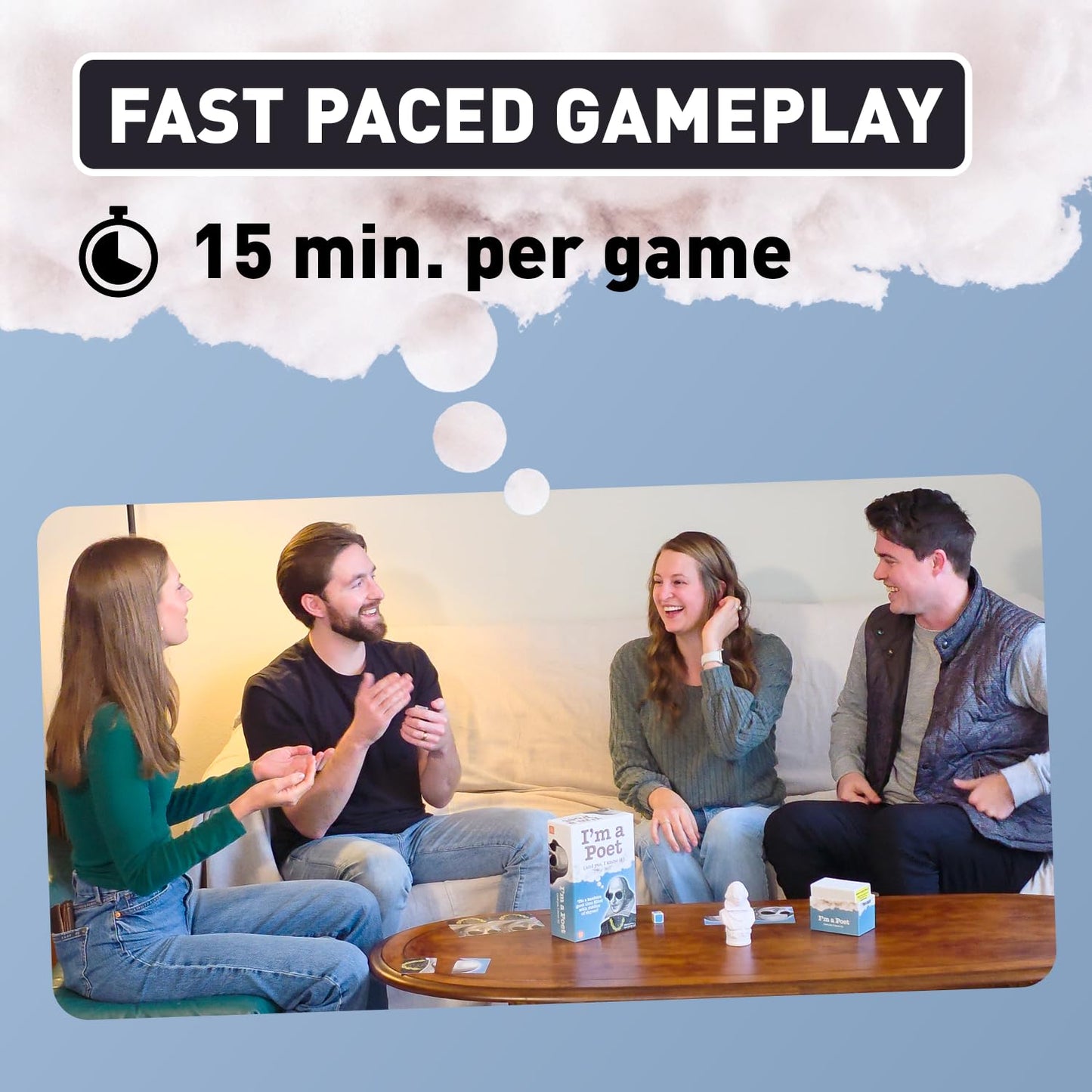 I’m a Poet Rhyming Riddle Game - Funny Word & Guessing Card Game for Teens & Adults, Family Game Night & Party Game, Brain Teaser for 3+ Players Ages