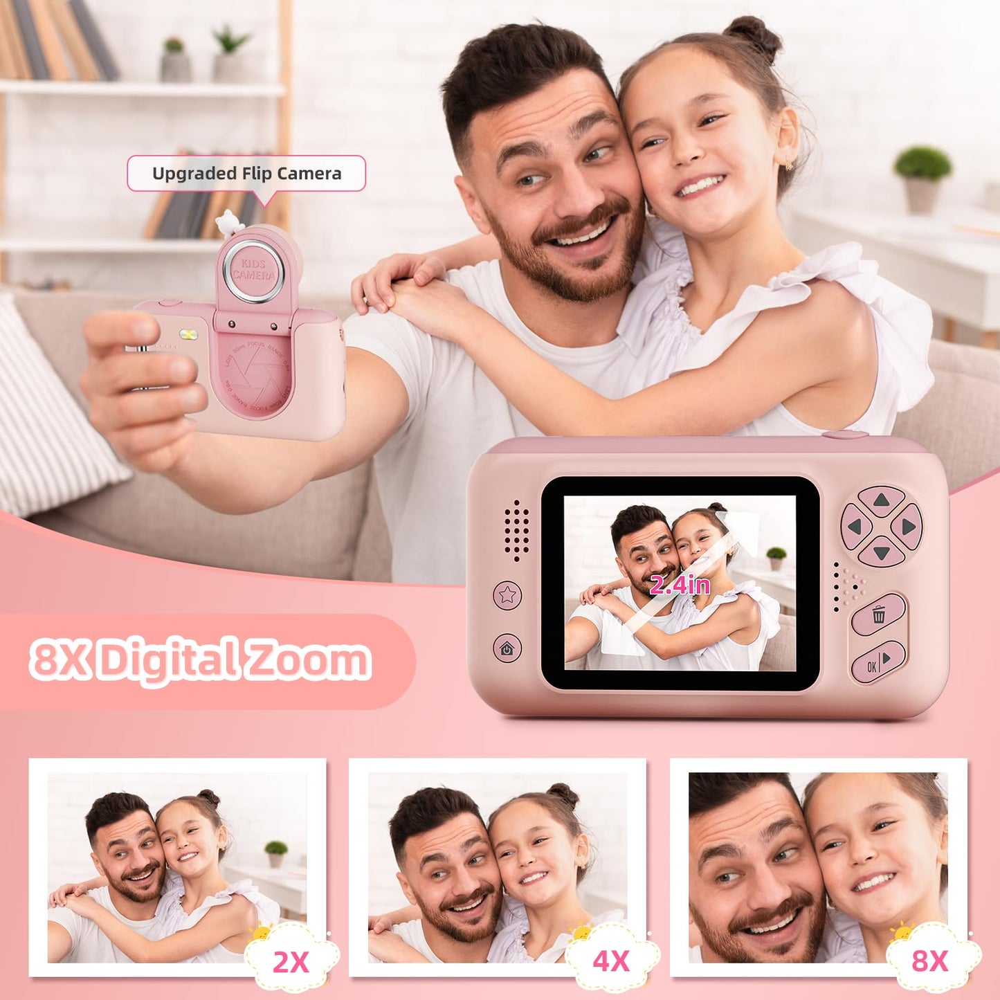 Makolle Kids Camera Toys for Girls 3-12 Year Old, Pink