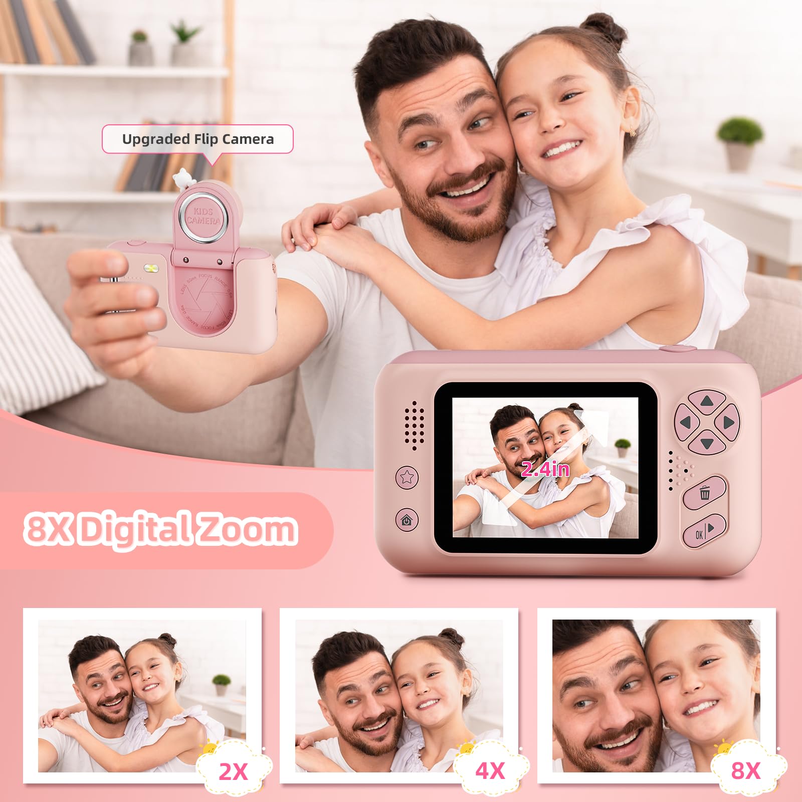 Makolle Kids Camera Toys for Girls 3-12 Year Old, Pink