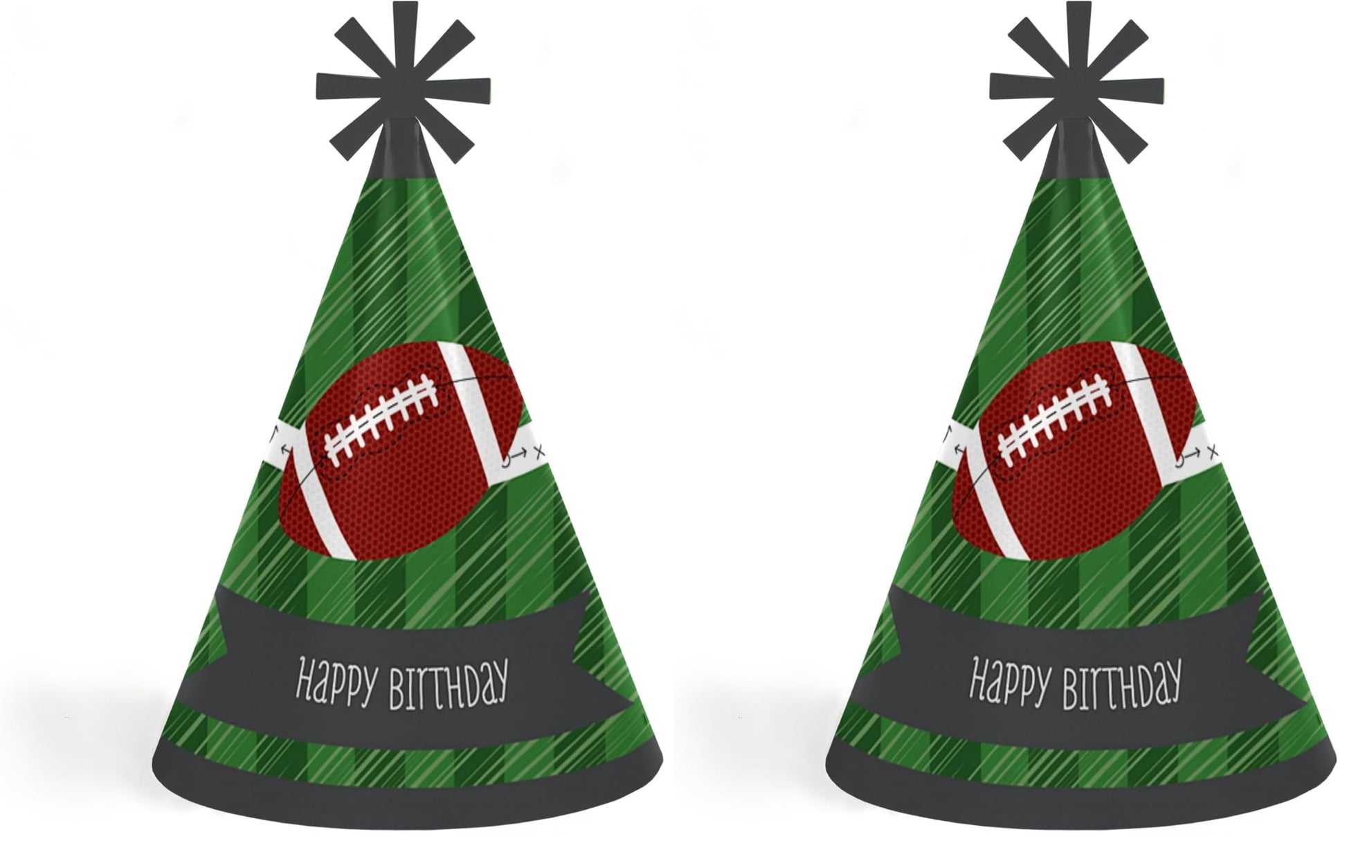 Big Dot of Happiness End Zone - Football - Cone Happy Birthday Party Hats for Kids and Adults - Set of 8 (Standard Size)