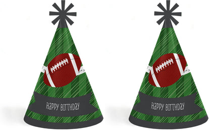 Big Dot of Happiness End Zone - Football - Cone Happy Birthday Party Hats for Kids and Adults - Set of 8 (Standard Size)