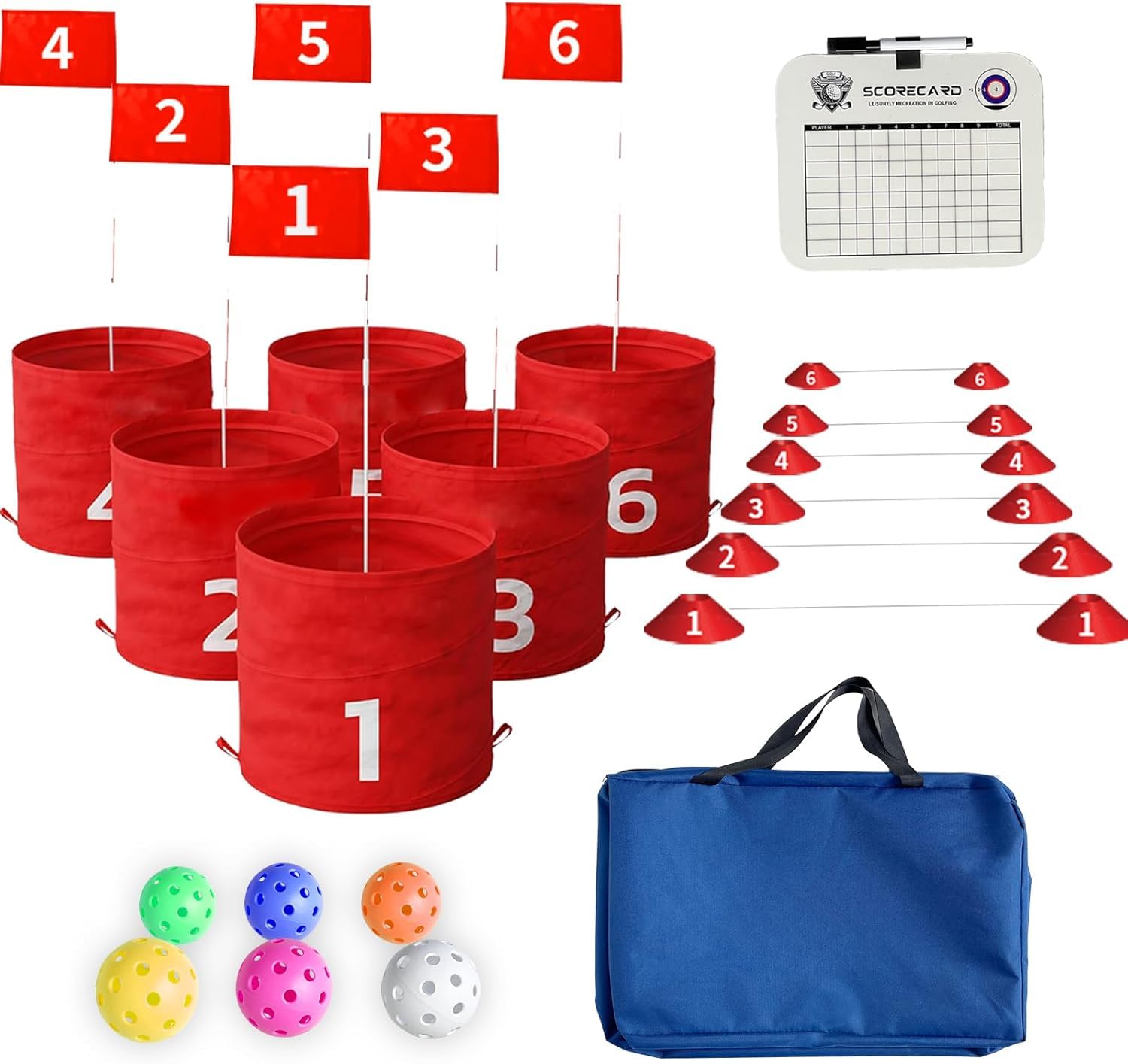 tmlfep Outdoor Golf Bucket Yard Games - Chipping Game for Adults - Portable Multi-Scene Bucket Golf (Pack of 6)