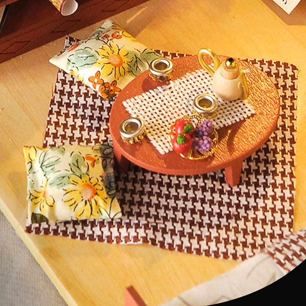 Lannso DIY Dollhouse Miniature Wooden Furniture Kit, Doll House Kit with Dust Proof Cover, Chinese Style Dollhouse,Mini Handmade Wooden Dollhouse Toys