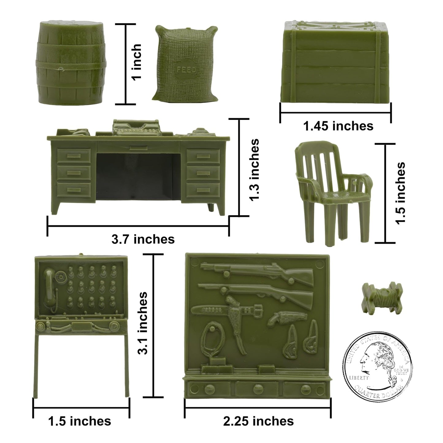BMC Classic Marx Military Base Camp - 32pc Plastic Army Men Playset Accessories