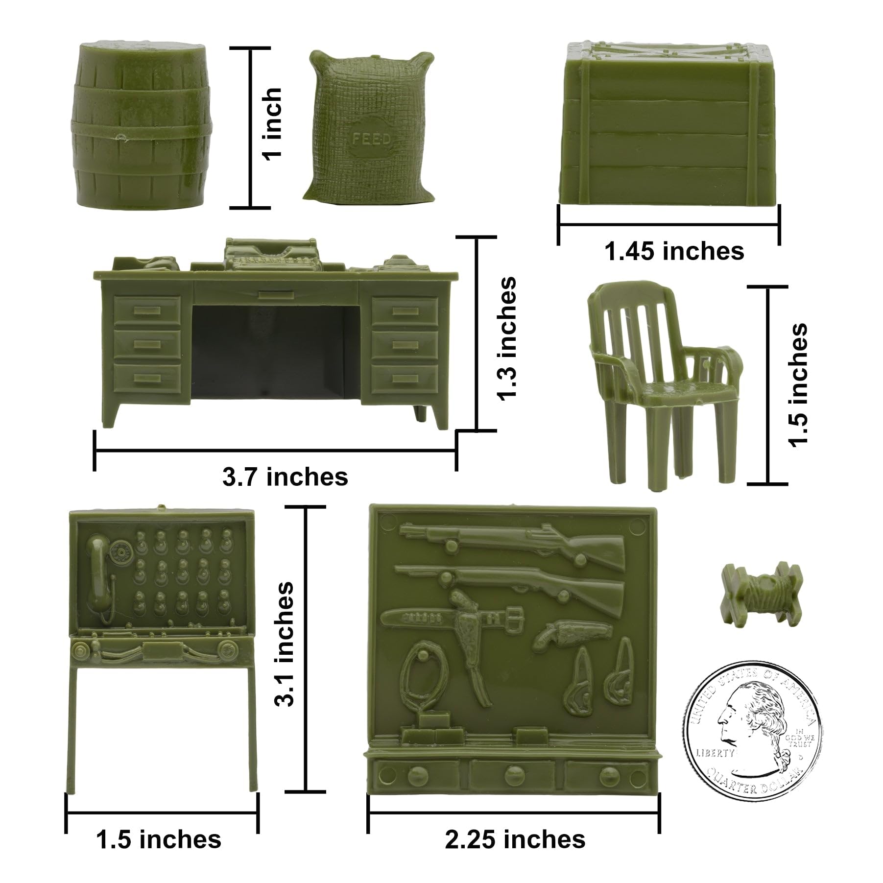 BMC Classic Marx Military Base Camp - 32pc Plastic Army Men Playset Accessories