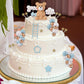 46 PCS 3D Bear Balls Cake Toppers Brown Teddy Bear for Birthday Party Wedding Baby Shower Supplies(Blue)