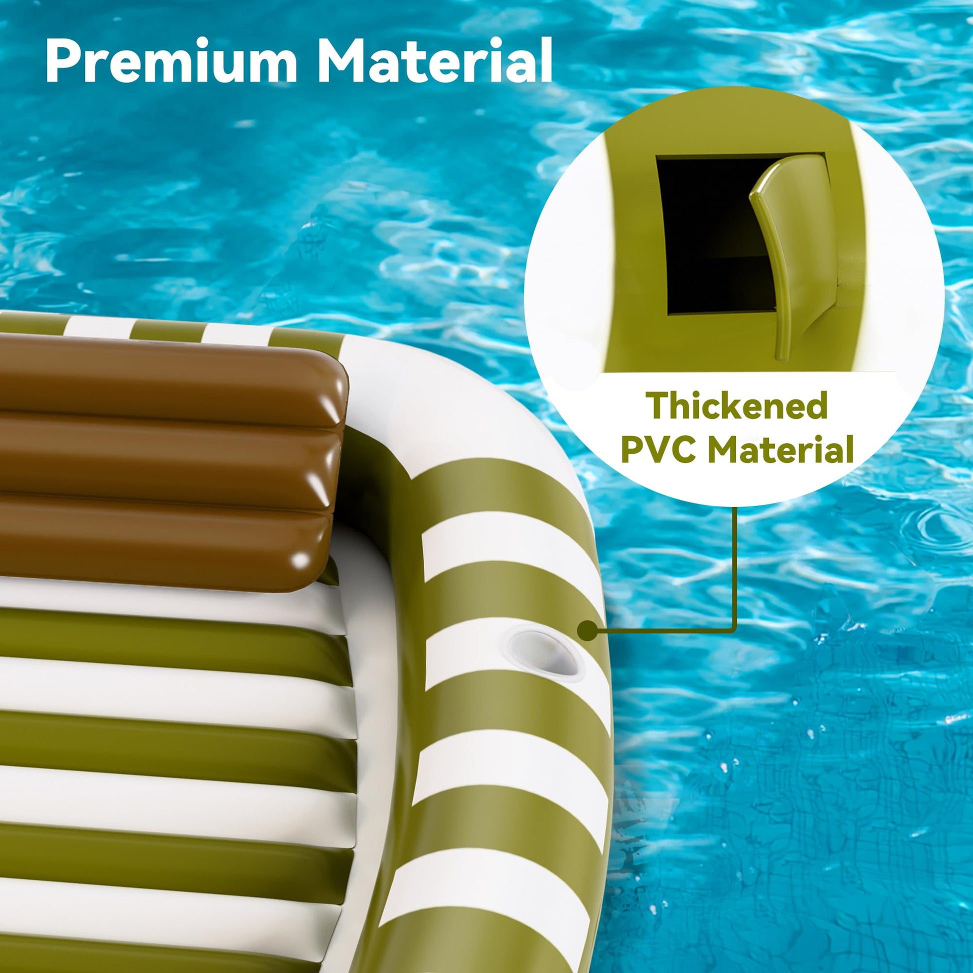 Pool Wave Inflatable Pool Lounger Floats, 80" x 66" Large Tanning Bed for Adult Kids, Outdoor Sun Bathing Floating Blow up Raft W/Pillow, Spray Water
