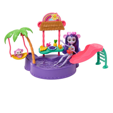Enchantimals Sunshine Island Monkey Doll with Playset with Pool and Accessories, Toy +4 Years (Mattel HTW73)