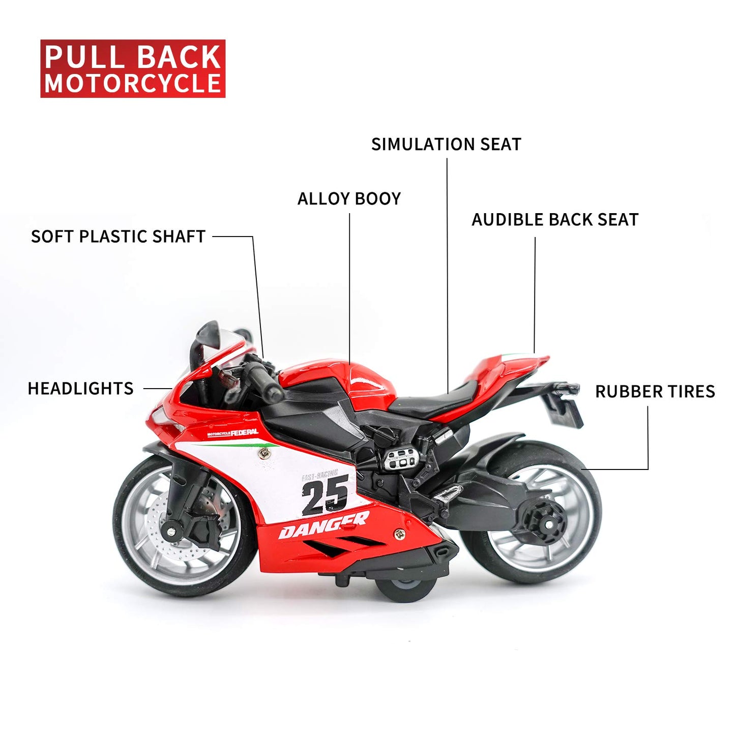 CYYSFIVQZ Toy Motorcycle,Pull Back Motorcycle Toy with Sounds and Lights,1:12 Scale Motorcycle Model Toy for Kids, Pull Back Vehicle for Age 3+ Year