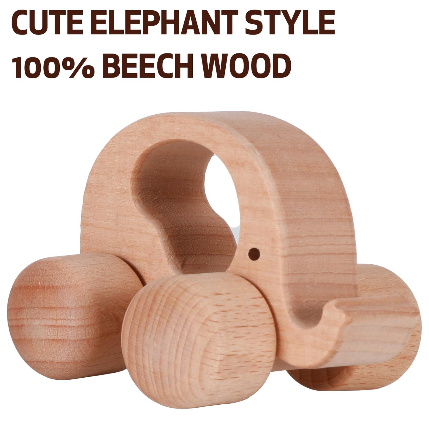 INTEGOO Wooden Toys Cars (2 Pack) for Toddler Montessori Inspired Teething Push Toys Exercise Baby's Grip Ability