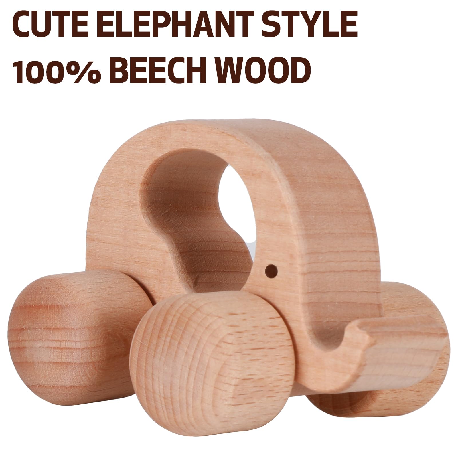 INTEGOO Wooden Toys Cars (2 Pack) for Toddler Montessori Inspired Teething Push Toys Exercise Baby's Grip Ability